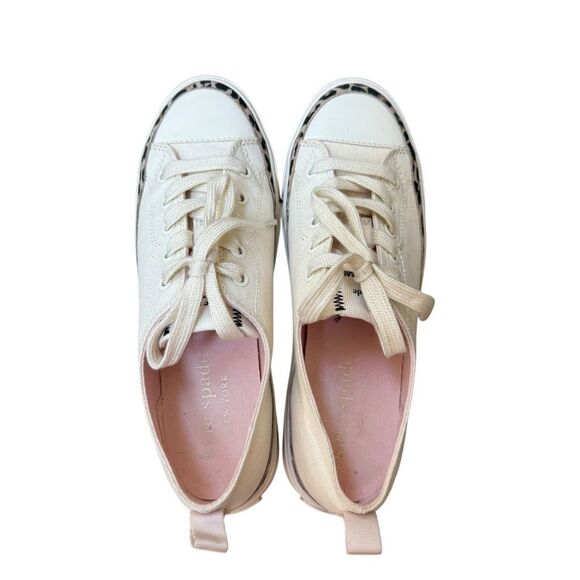 Kate Spade New York Natural Canvas Leopard Low Top  Sneakers Women's 6.5 EU 37 - Picture 5 of 7
